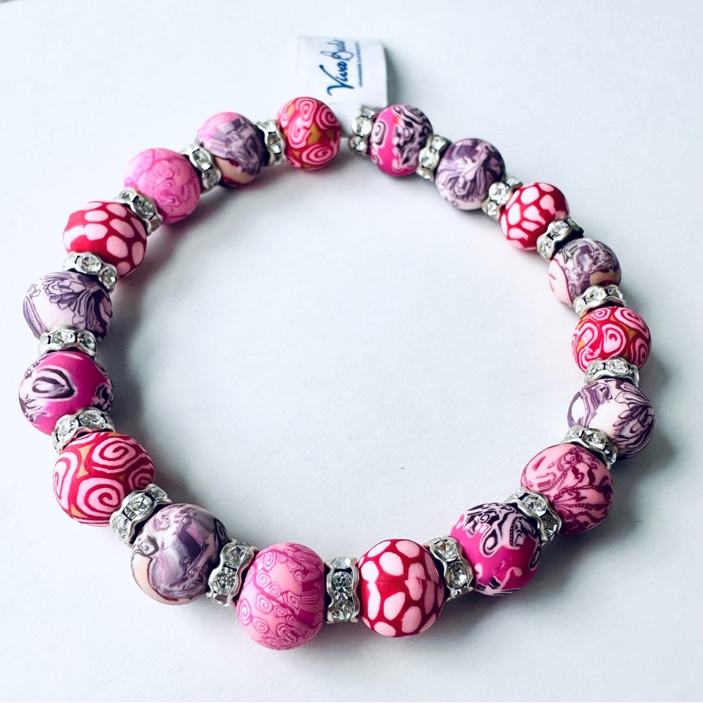 VivaBeads Chunky Handmade Beads Stretch Bracelet NWT